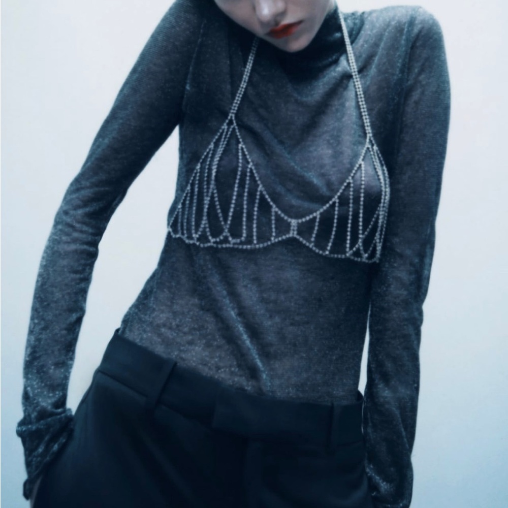 ZARA RHINESTONE JEWEL BRALETTE TOP
